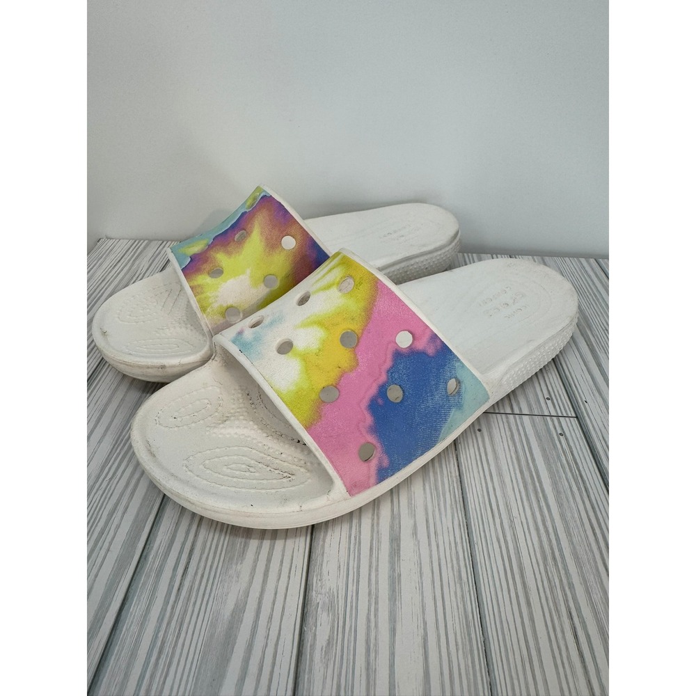 Crocs Slides Women's Size 9 Multicolor Tie Dye Comfort Slip On Sandals Casual‎